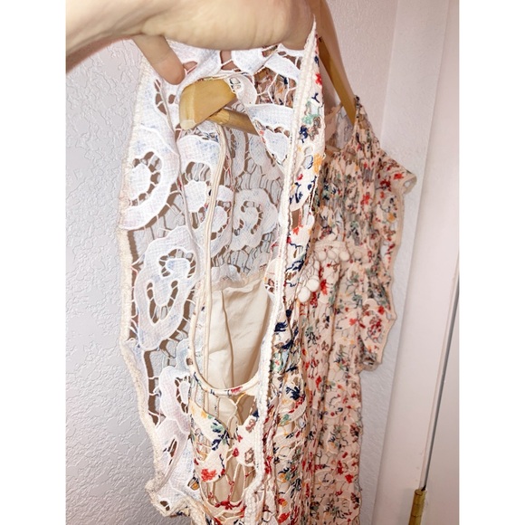 ANTHROPOLOGIE x TULAROSA Elba PomPom Lace Overlay Mini Dress Beige & Multi SZ: M - Picture 5 of 15